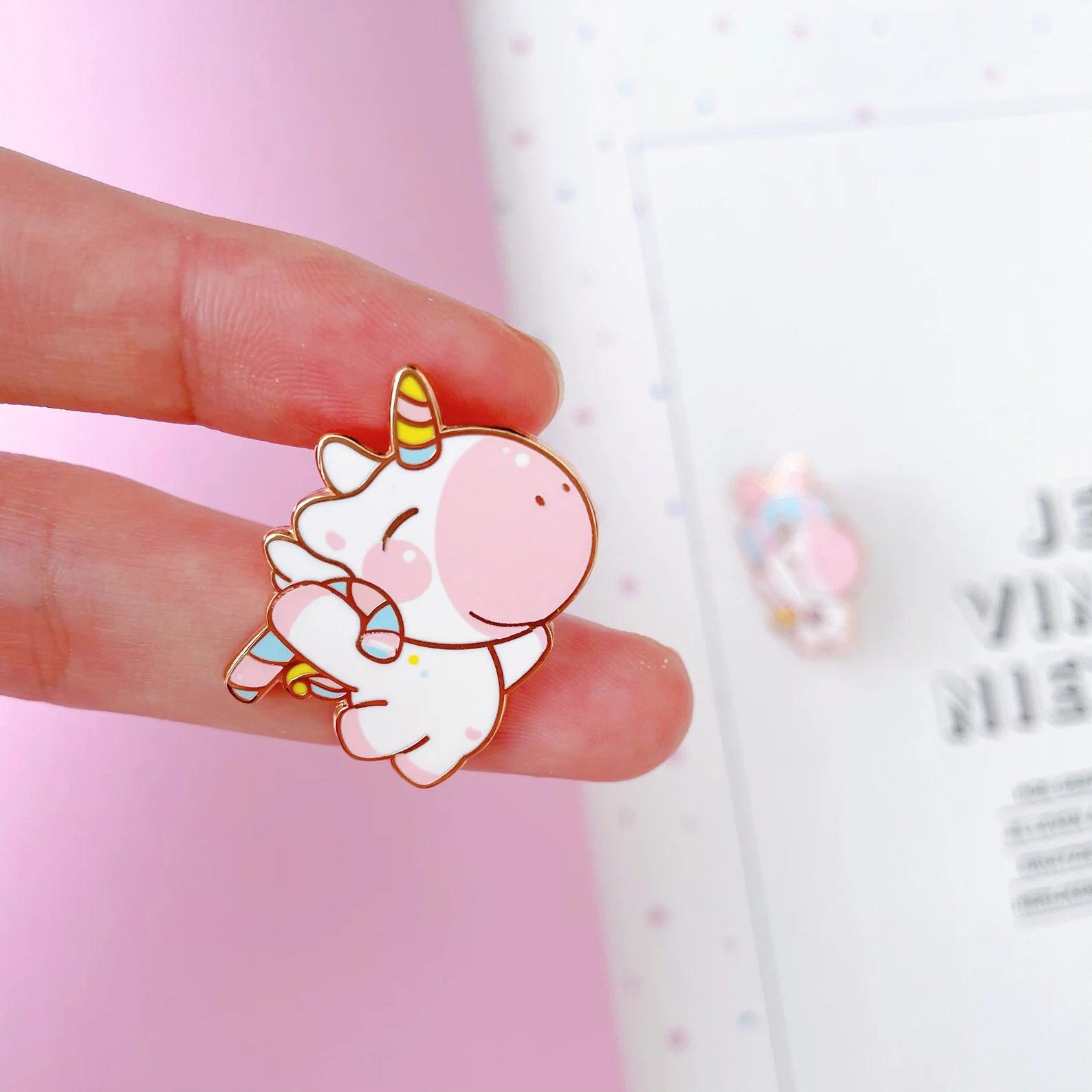 Pastel Candy Cane Unicorn Enamal Pin - Cubs Forest